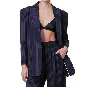 NEW LINE AND DOT margeaux pinstripe jacket in navy/ white